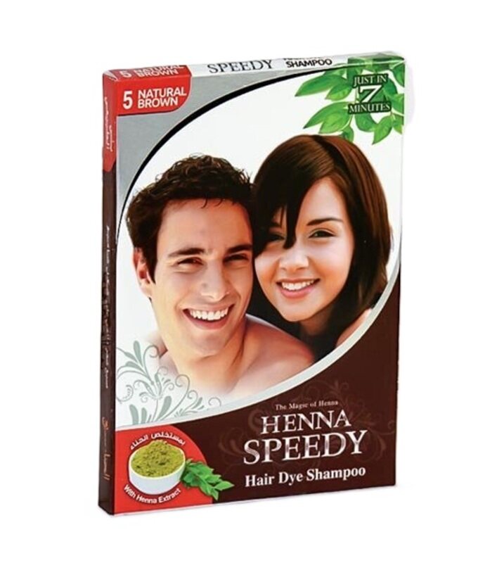 

Henna Speedy Natural Brown Hair Dye Shampoo - WIth Henna Extract - Just in 7 Minutes - 2 x 20 ml