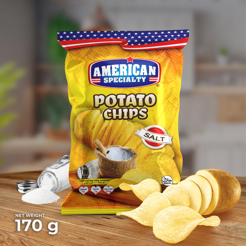 American Specialty  Potato Chips - Zero Cholesterol and Zero Transfat - Good as Snacks and Desserts - 170g