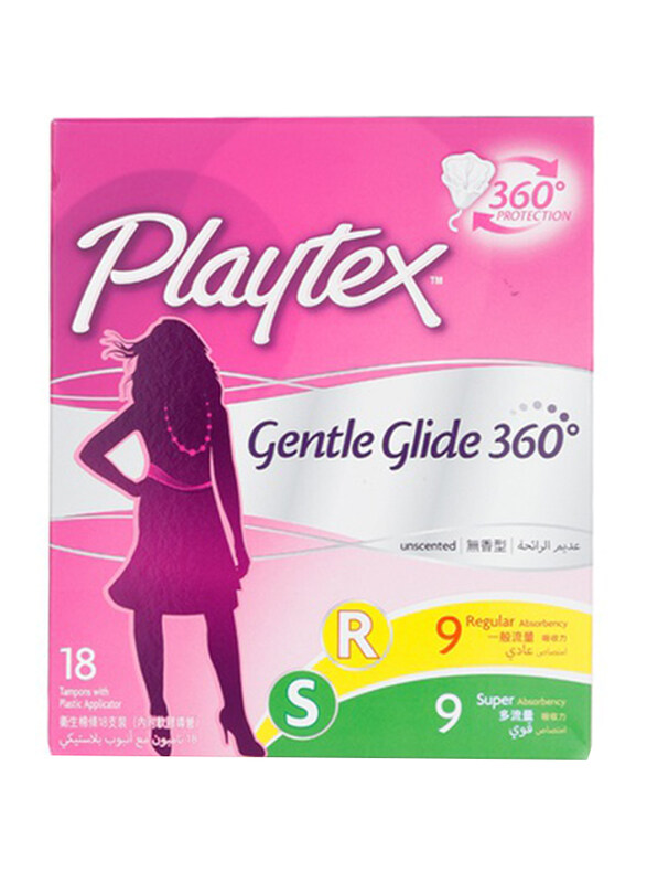 

Playtex Gentle Glide Regular & Super Tampons, 18 Pieces
