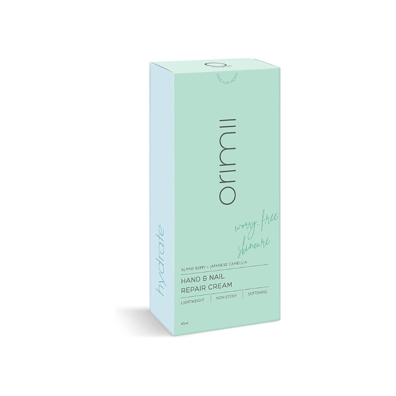 Orimii Hand and Nail Repair Cream Lightweight Non Sticky Softening Alpine Berry and Japanese Camellia 45ml