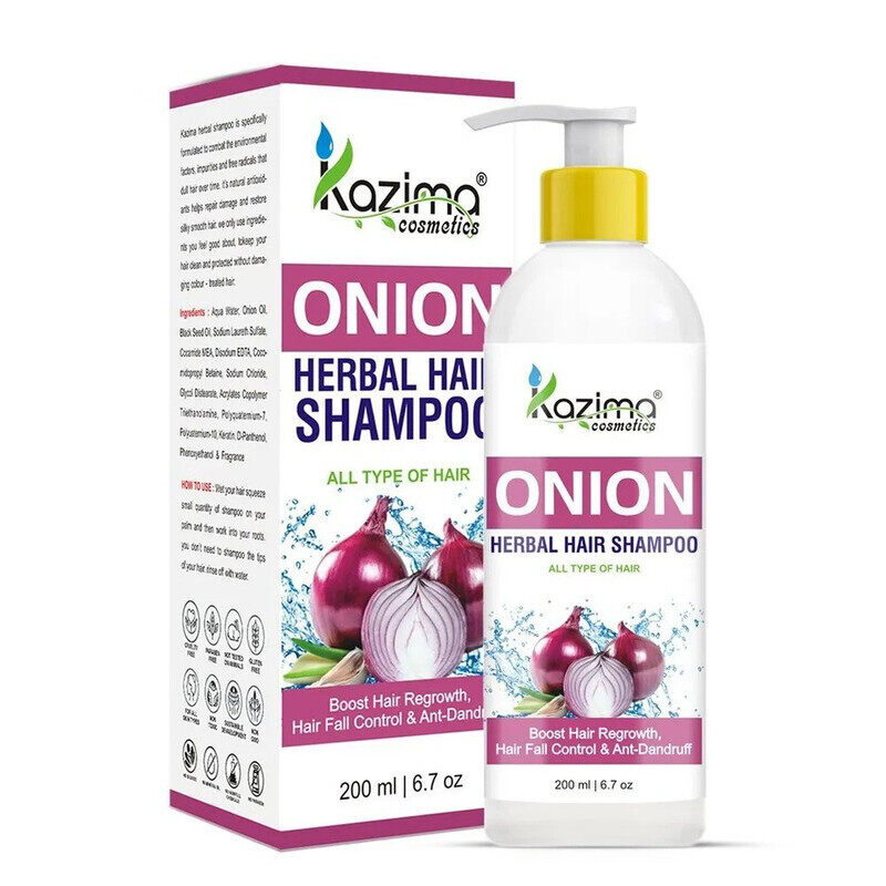 

Kazima Onion Herbal Hair Shampoo - For All Type of Hair - Boost Hair Regrowth, Hair Fall Control & Anti-Dandruff - 200 ml