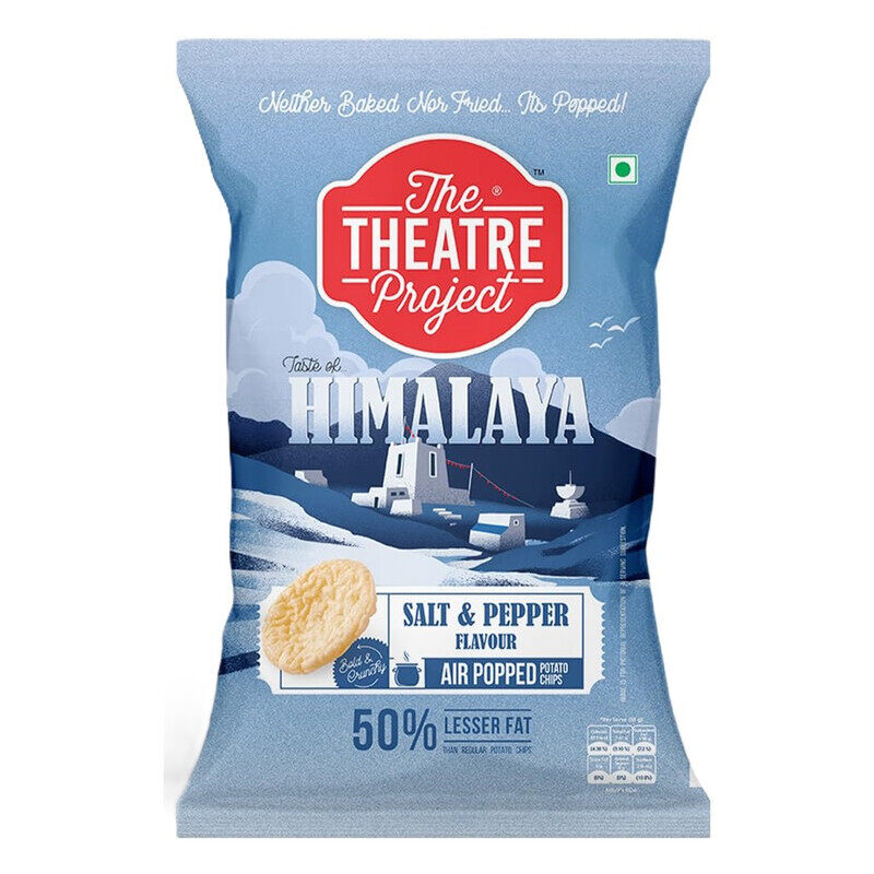 

The Theater Project The Theatre Project Taste of Himalaya Salt & Pepper Flavor Air Popped Potato Chips - Bold & Crunchy - 50 % Lesser Fat than Regular Potato Chips - 54 g