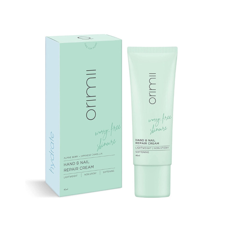 Orimii Hand and Nail Repair Cream Lightweight Non Sticky Softening Alpine Berry and Japanese Camellia 45ml