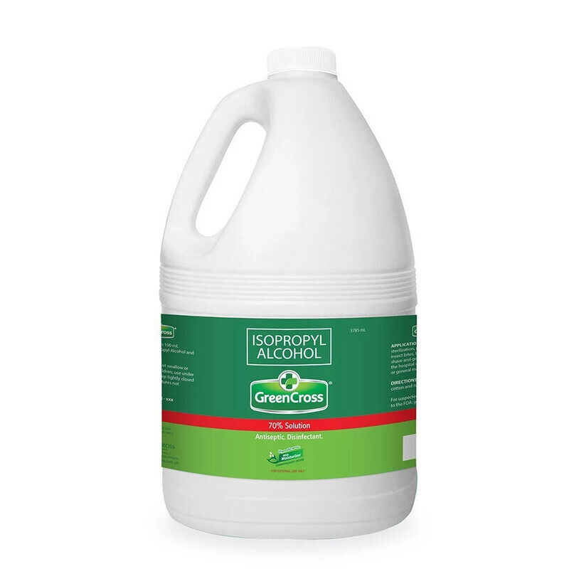 

Green Cross Isopropyl Alcohol 70% Solution With Moisturizer - Antiseptic Disinfectant - Hypoallergenic - Gallon Bottle - 3785 ml