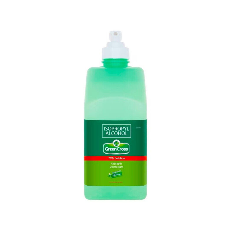 

Green Cross Isopropyl Alcohol 70% Solution With Moisturizer - Antiseptic Disinfectant - Hypoallergenic - Pump Bottle - 500 ml