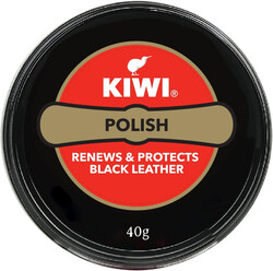 Kiwi Paste Shoe Polish Black - Enhanced Color - Glossy Finish - Easy Application - Travel-Friendly Size - 40g