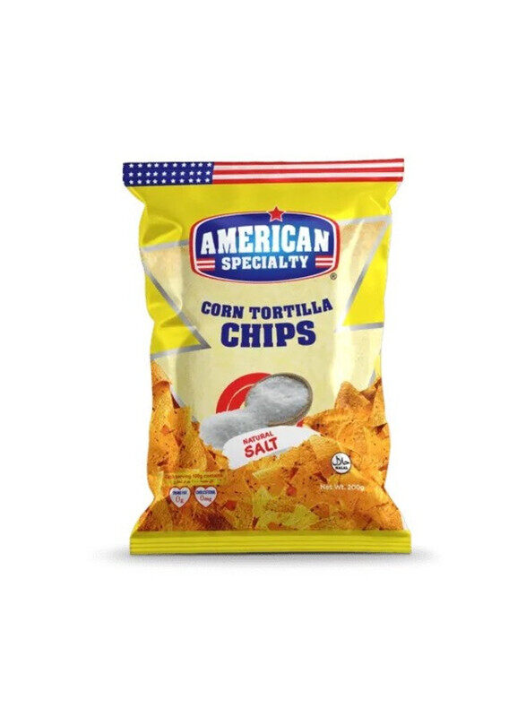 

American Specialty Corn Tortilla Chips Natural Salt - Zero Cholesterol and Zero Transfat - Good as Snacks and Desserts - 200g