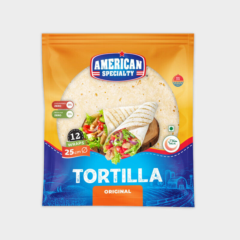 

American Specialty Original Flour Tortilla Wrap - Best for Burrito & Quesadilla - Zero Cholesterol & Zero Trans Fat - Easy to Prepare - 25 cm - 12 Wra