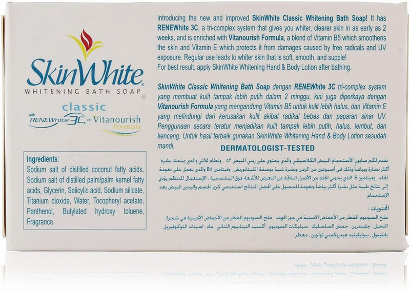Skin White Whitening Bath Soap Classic - With ReneWhite 3C & Vitanourish Formula - For Clearer Skin in as Early as 2 Weeks - 90g