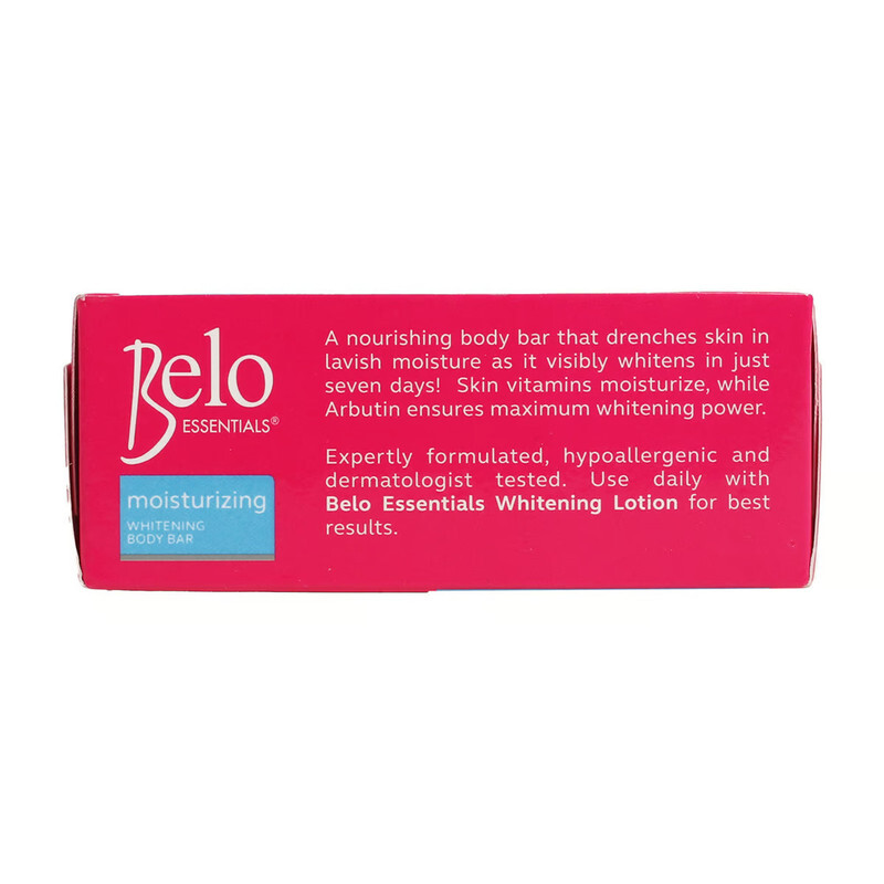 Belo Essentials Moisturizing Whitening Body Bar Soap - With Nourishing Skin VItamins - Paraben-Free, Hypoallergenic & Dermatologist-Tested - 90 grams