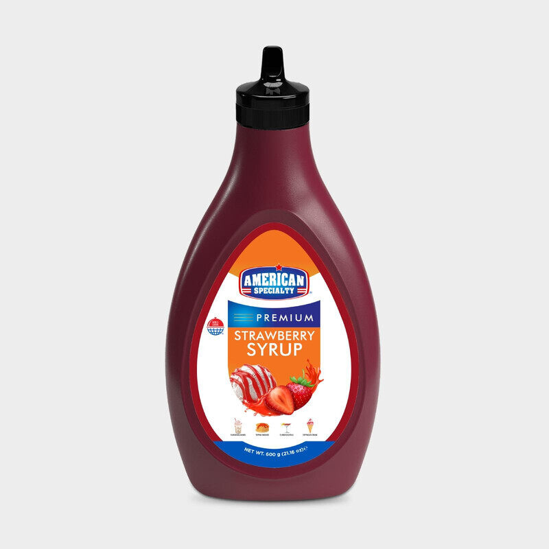 

American Specialty Premium Strawberry Syrup - For Making Cocktails, Milkshakes & Smoothies - For Garnishing Ice Cream & Desserts - 600 g