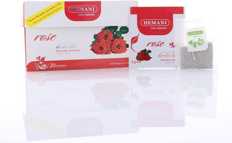 

Hemani Rose Herbal Tea - Naturally Aromatic - Boosts Immunity - Relieves Menstrual Cramps - 20 Tea Bags - 40gms