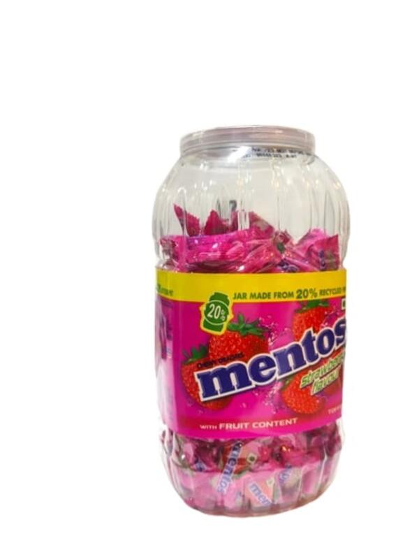 Mentos Chewy Dragees Strawberry Flavor  - With Fruit Content - Perfect for Movie Nights, Work Breaks, Parties, and More - 200 candies - 540 Total Grams