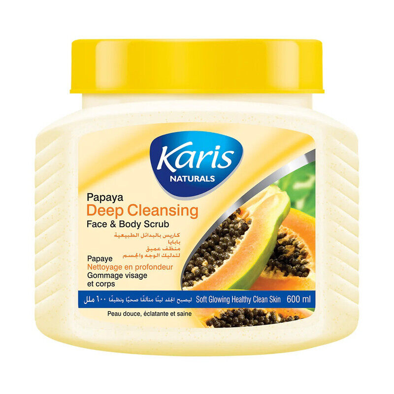 

Karis Naturals Papaya Deep Cleansing Face and Body Scrub - Improve Skin Complexion & Texture - Remove Dead Skin Cells - 600 ml