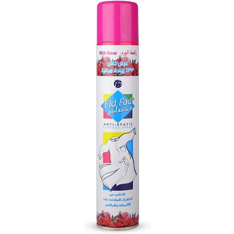 

Fid Fad Anti Static Clothes Spray with Rose Fragrance Non Staining 400 ml