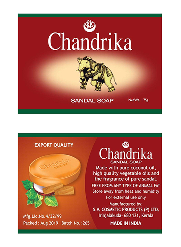 Chandrika Sandal Soap, 4 x 75gm