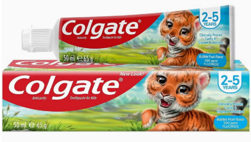 

Colgate Kids Toothpaste Bubble Gum Fruit Flavour - Clinically Proven Cavity & Enamel Protection - For Kids Age 2 - 5 Years - 50 ml