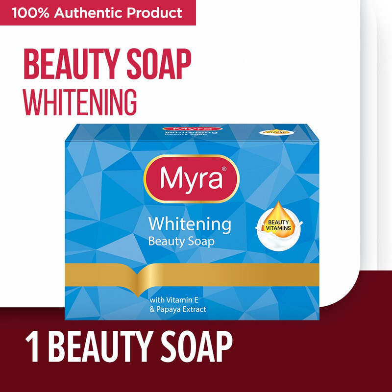 Myra Whitening Beauty Soap - With Vitamin E and Papaya Extract - Deeply Cleanses for Healthy White Skin - 90g