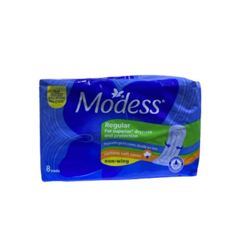 

Modess Regular Cottony Soft Cover Pad Non-Wing - Superior Dryness & Protection - Fastest Absorbing Pad - With Close Fit Center - Hypoallergenic Cover