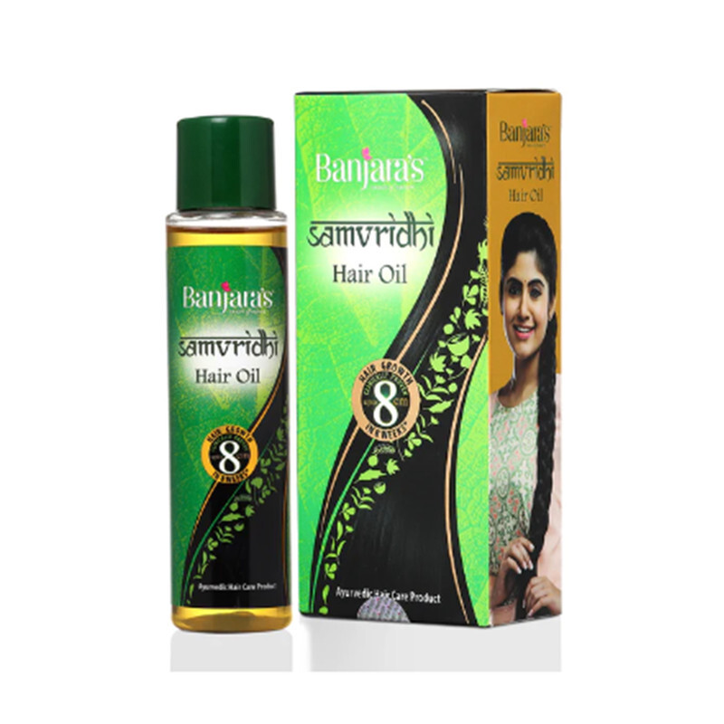 Banjara's Samvridhi Hair Oil - Promotes Growth, Increases Scalp Circulation & Conditions Hair from First Use - Fights Hair Fall, Hair Breakage, Dandruff, Premature Greying & Dryness- 125 ml