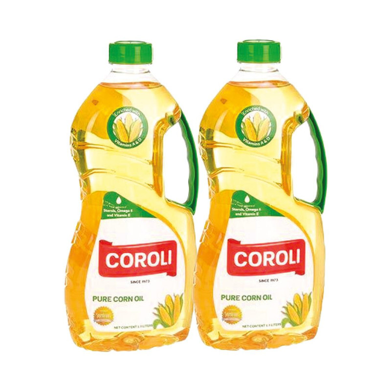 Coroli Corn Oil 1.5 Liter Light and Cholesterol Free Enriched with Vitamin A, D and E, Sterols, Natural Antioxidants Omega 6 Versatile Cooking Oil Cook, Bake, Saute or Deep fry