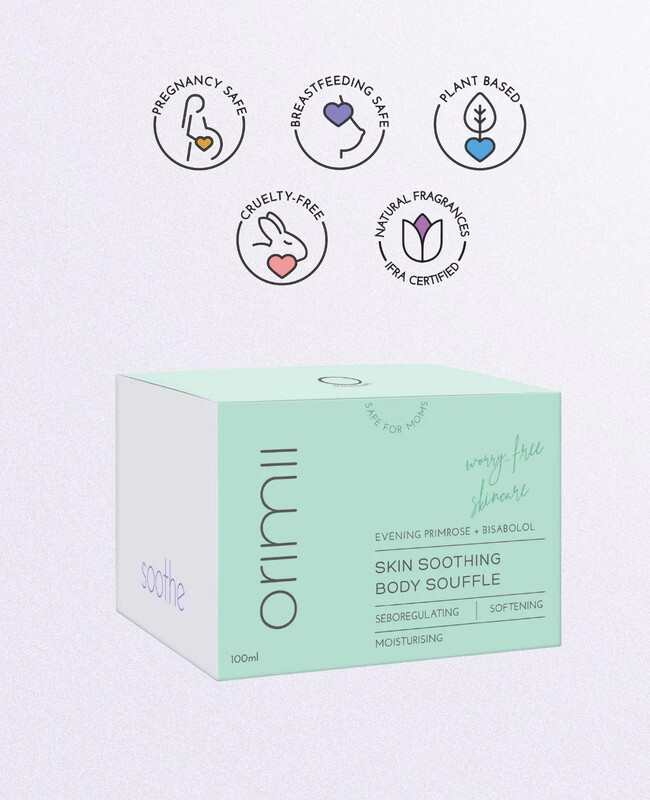 Orimii Skin Soothing Body Souffle Moisturizer Cream Seboregulating, Softening Soothe Itchy Skin Evening Primrose and Bisabolol 100ml