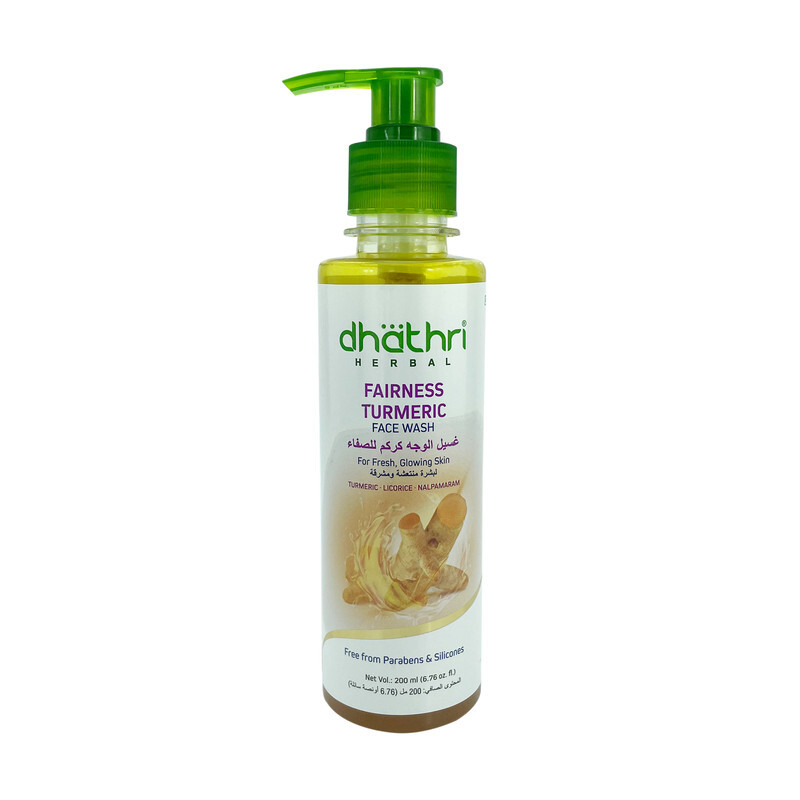 Dhathri Herbal Fairness Turmeric Face Wash  - Free From Parabens & Silicons  - Fresh and Glowing Skin   - 200ml