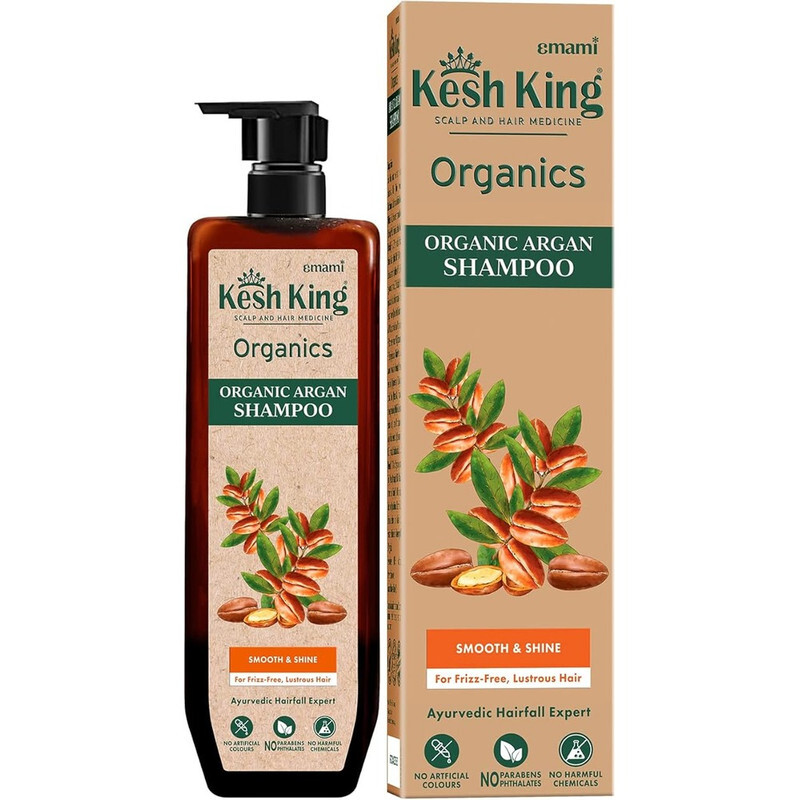 Emami Kesh King Organic Argan Shampoo - Smooth & Shine - Ayurvedic Hairfall Expert - For Frizz Free & Lustrous Hair - 300ml