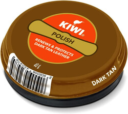 Kiwi Paste Shoe Polish Dark Tan - Enhanced Color - Glossy Finish - Easy Application - Travel-Friendly Size - 40g