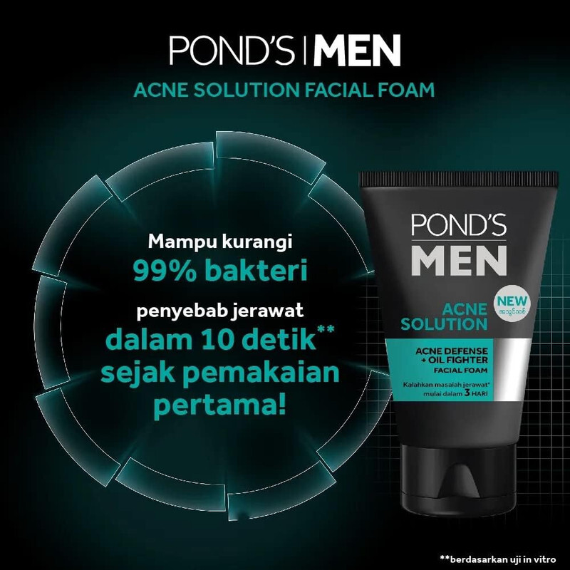 Pond's Men Acne Solution Facial Foam - Acne Defense & Oil Fighter - 100 g