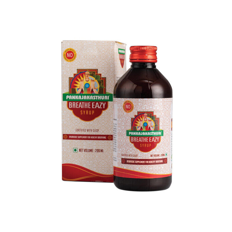 

Pankajakasthuri Breathe Eazy Syrup - Herbal Syrup - For Sneezing, Sinusitis, Bronchitis, Running Nose, etc - 200ml