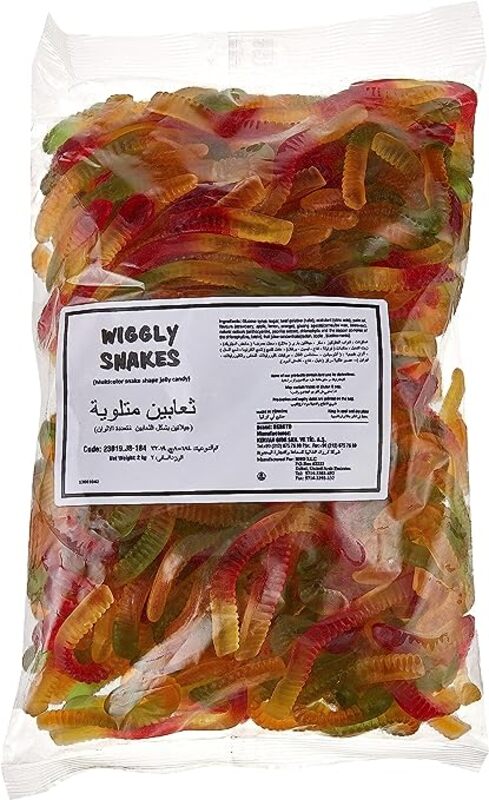 Sweet Factory  Wiggly Snakes - Can be used for Any Parties, Candy Buffet & Ice Cream Toppings - Fruity Flavors (Strawberry, Apple, Grape & more) - 2 kg