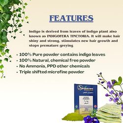 Sanjeevani Natural 100% Herbal Indigo Powder for Natural Hair Coloring, Organic Indigo Powder Protects Hair from Damage - 100 gm