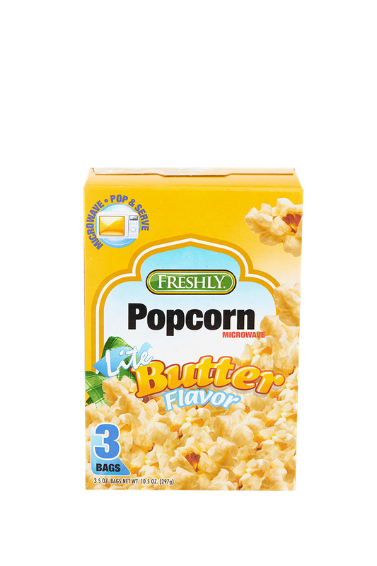 

Freshly Popcorn Microwave Butter Lite Flavor - Light and Crispy - Easy to Cook - 3 Bags, 297 g