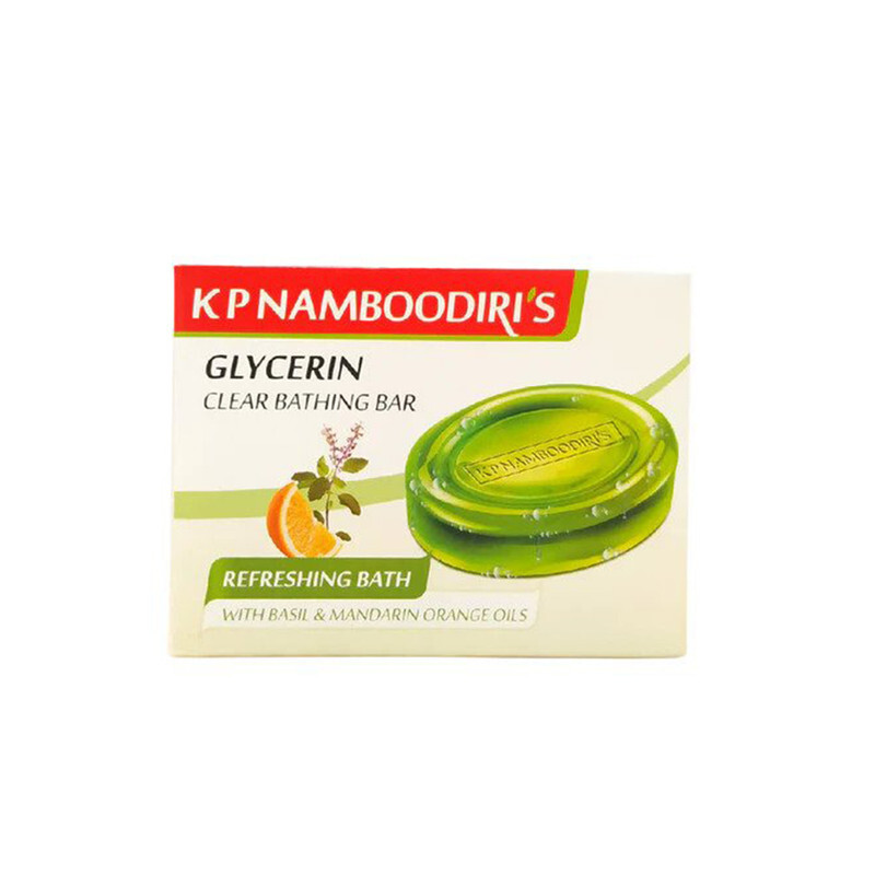 K P Namboodiri's Glycerin Clear Bathing Bar Refreshing Bath With Basil & Mandarin Orange Oils - 75 gms