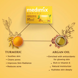 Medimix Turmeric & Argan Oil Bath Soap, Yellow, 4 x 125gm