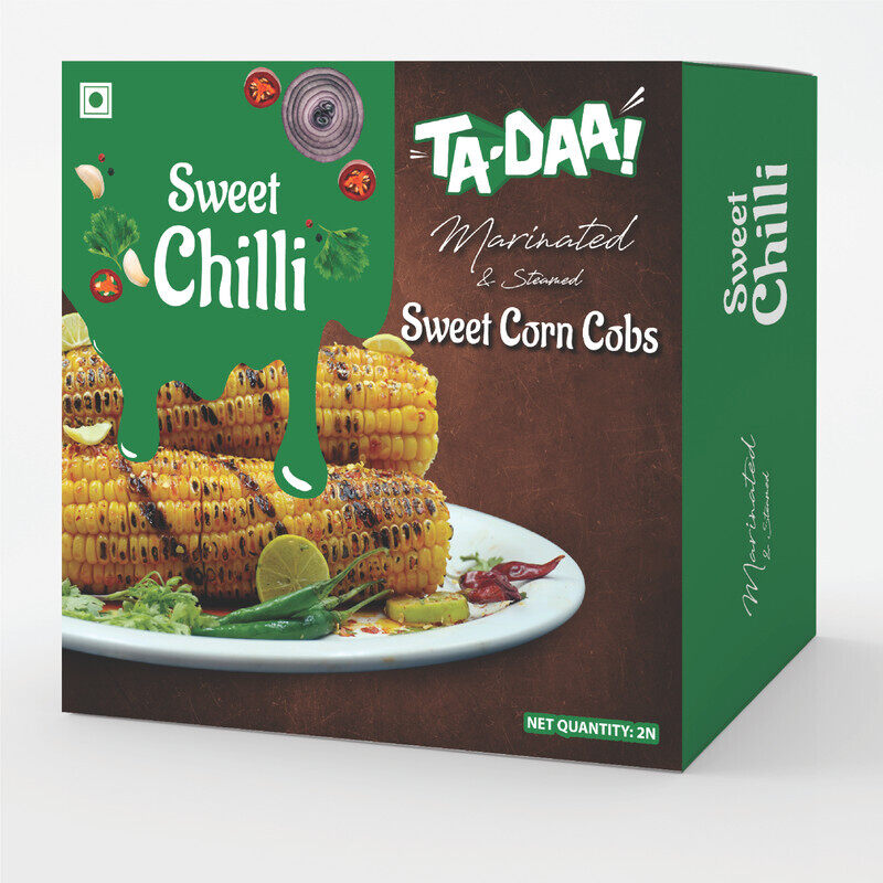 

Tadaa TA DAA Sweet Chilli Marinated & Steamed Sweet Corn Cobs - Nourishig Snack, High in Fibre & Anti-oxidants - Ready-to-Eat - No Preservatives & No Additi