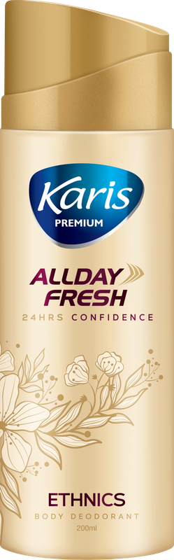 

Karis Premium All Day Fresh Ethnics - Body Deodorant - Provides 24 hrs of Odor Protection - Keeps you Fresh and Active - 200 ml