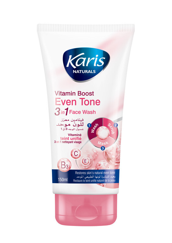Karis Naturals 3 in 1 Wash, Scrub & Mask Face Wash  with Vitamin Boost - Restores The Skin's Natural Even Tone - Scrubs Away Toxins & Exfoliates Dead Skin Cells - 150 ml