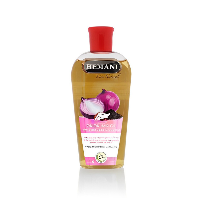 Hemani Onion Hair Oil With Black Seed & Coconut - Uncloged Blocked Roots - 200ml