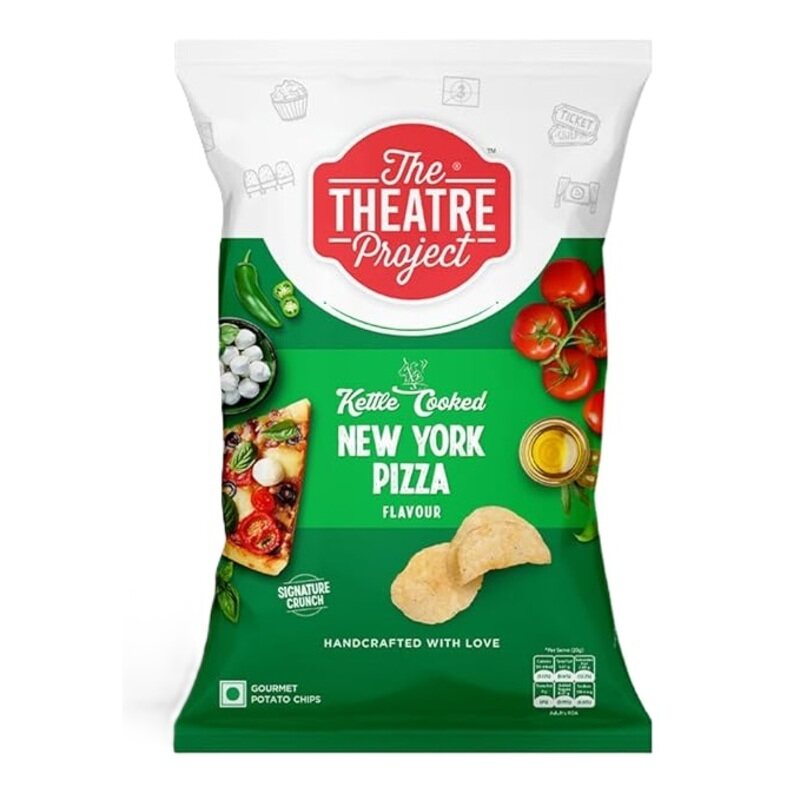 

The Theater Project The Theatre Project Kettle Cooked New York Pizza Flavor Potato Chips - Cooked Exclusively in Rice Bran Oil - Signature Crunch - 100 Grams