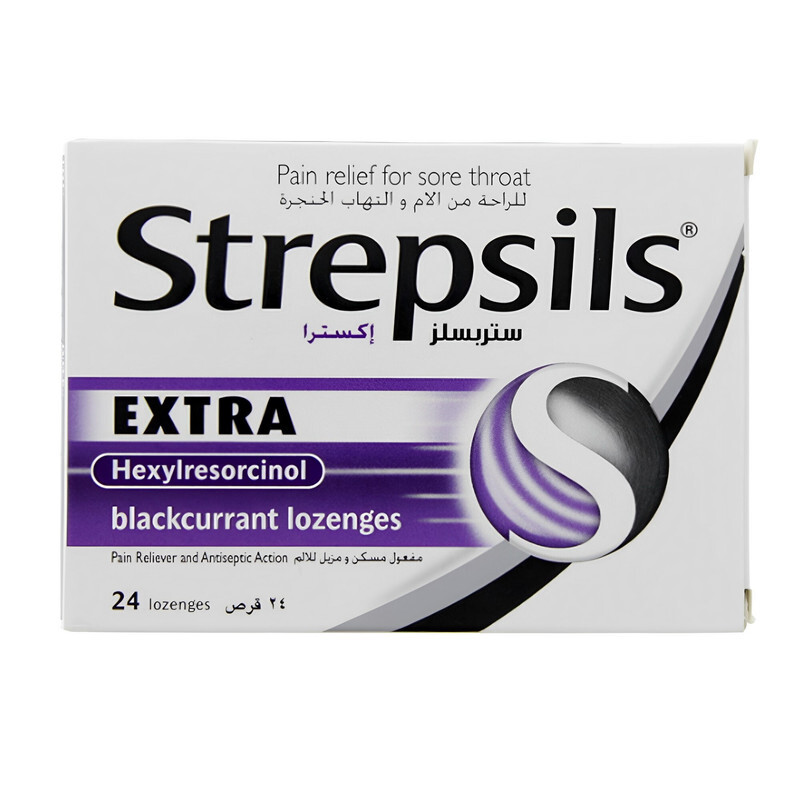 

Strepsils Extra Triple Action Hexylresorcinol Blackcurrant Pain Relief For Sore Throat 24 Lozenges