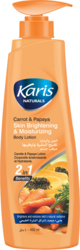 Karis Naturals Body Lotion - Carrot & Papaya - 2 in 1 Benefits - Skin Brightening & Moisturizing - Brightens & Restores Skin's Natural Radiance - 400 ml