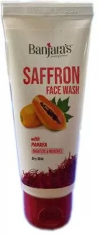 Banjaras Saffron Face Wash With Papaya - For Dry Skin - Brightens & Nourishes Skin - Hydrates the Skin - 50ml