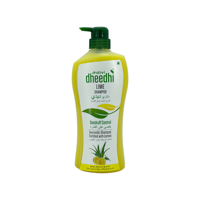 Dhathri  Dheedhi Lime Shampoo Dandruff Control  - Ayurvedic Shampoo Fortified with Lemon  - Helps Prevent Scalp Itching  - 650ml