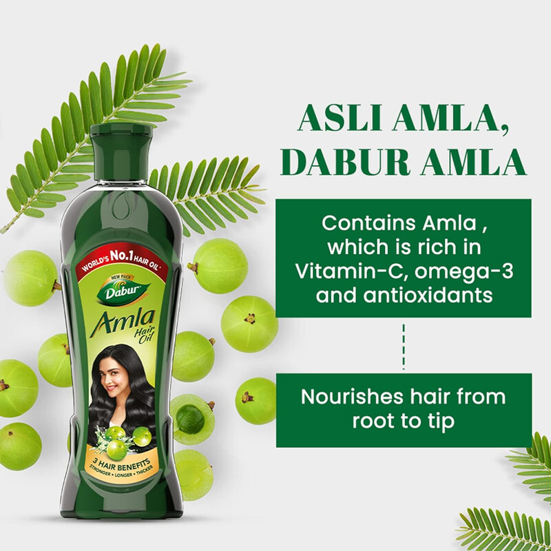 Dabur Amla Hair Oil - Stronger, Longer, Thicker Hair - 180ml