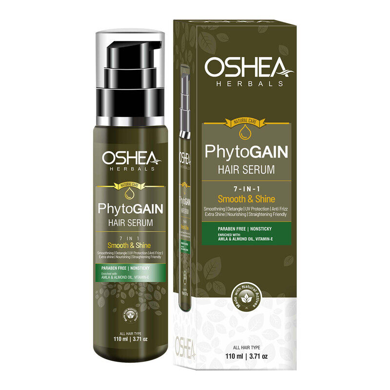 

Oshea Herbals Phytogain Hair Serum 7-in1 Smooth & Shine - With Amla & Almond Oil, Vitamin E - Frizz-Free - Paraben Free & Non Sticky- For All Hair Ty