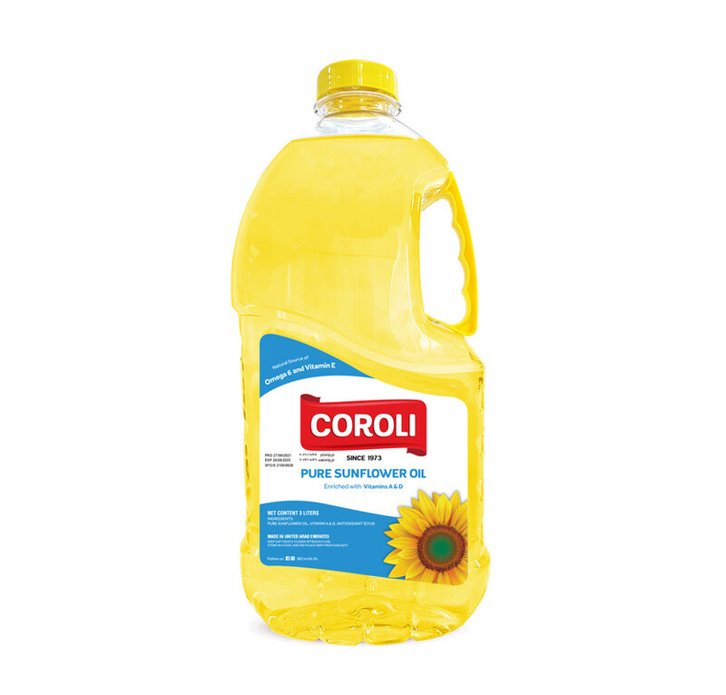 Coroli Sunflower Oil, 3 Liter  Helping to Develop Muscle Tone for Cooking and Frying Compressed from Sunflower Seeds