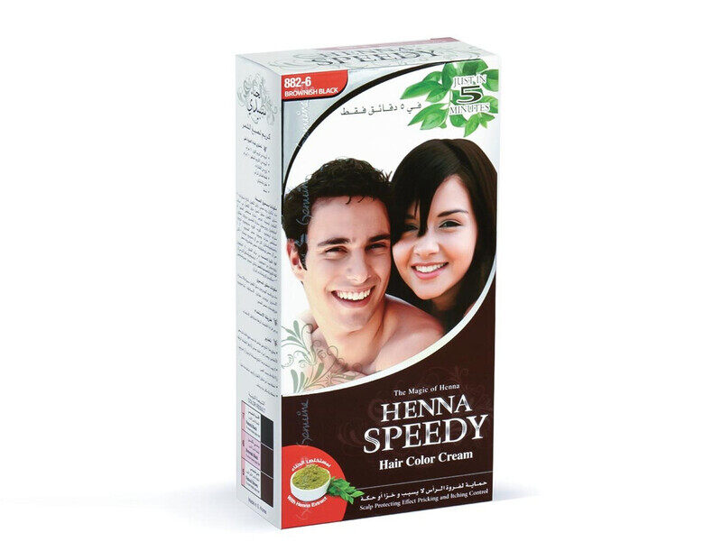 

Henna Speedy Brownish Black Hair Colour Cream - With Henna Extract - Scalp Protecting & Itching Control - To Cover Heavy Gray Hair - 120 g