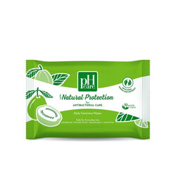 pH Care Natural Protection for Anti-Bacterial Care - Daily Feminine Wipes - with Real Guava Leaf Extract - Safe for Everyday Use - pH Balanced - 10 Gentle Wipes